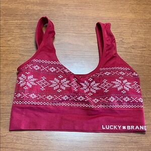 Lucky Brand Red Sports Bra with White Design